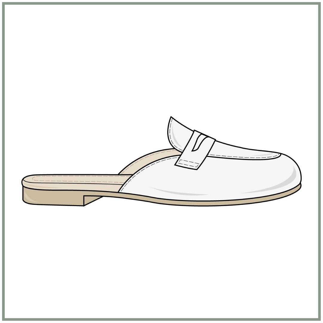 Flat Footwear Drawing SHOE PATTERN WOMEN'S FLAT LOAFER SLIDER – I
