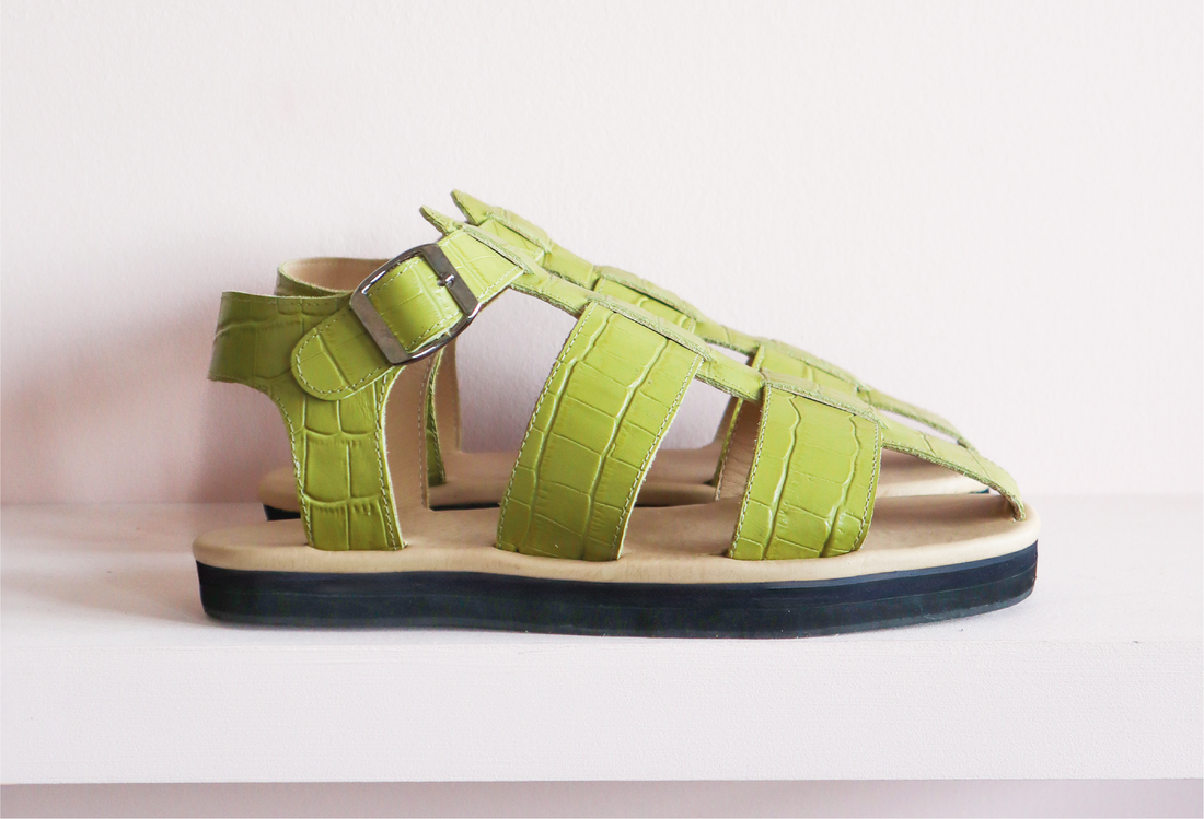 Green fisherman sandals similar to The Row