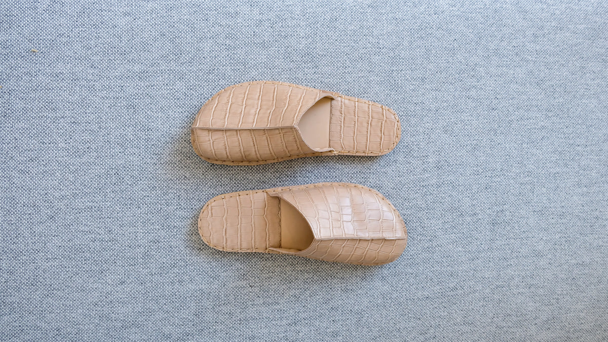 Croc-Effect Mule Sliders