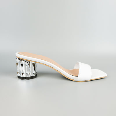 SILVER GEOMETRIC HEELS 55MM